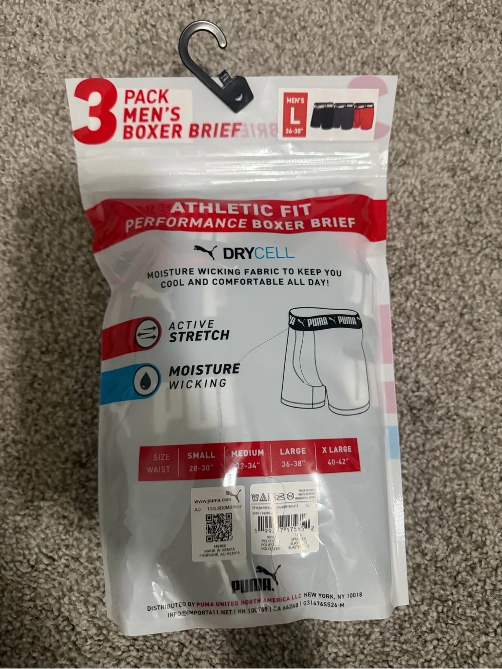 “New” Puma 3-Pack Men's Athletic Fit Boxer Briefs sizeS,L,XL